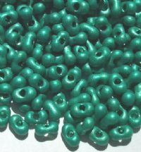 25 grams of 3x7mm Metallic Matte Green Farfalle Seed Beads